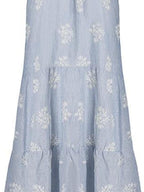 fano 100 Percent Cotton Sleeveless A Line Korean Commuter Women Blue Maxi Dresses