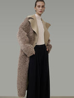 unspoken Thick Faux Fur Patchwork Oversized Simple Workwear Women Beige Brown Long Coats