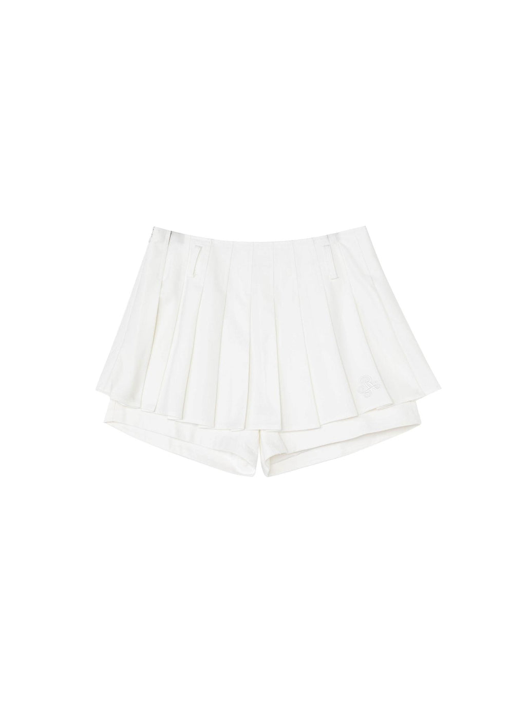 ikyou Colorfast Casual Embroidered Pleated Aline Mid Waist Polyester Women Mini Skirts