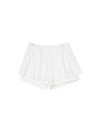 ikyou Colorfast Casual Embroidered Pleated Aline Mid Waist Polyester Women Mini Skirts
