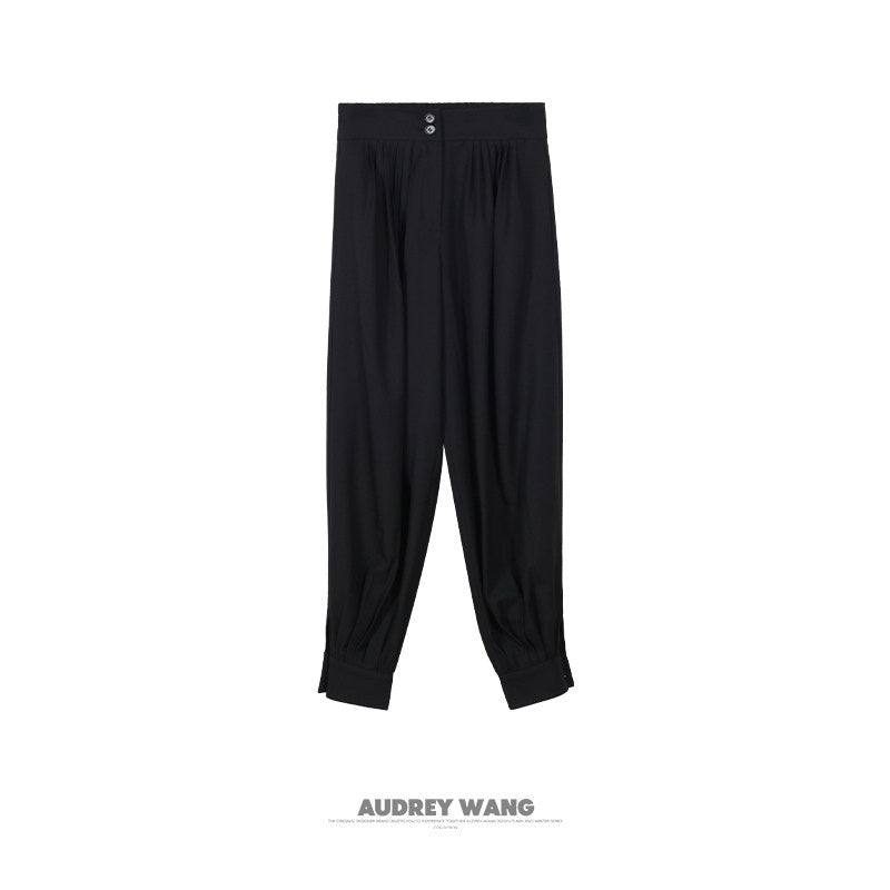 audreyyang_High_Stretch_Elastic_Waist_Tapered_Casual_Women_Black_Polyester_Sweatpants_MISSTT