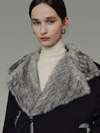 unspoken Warm Thick Fur Collar Loose Commuter Women Black Everyday Short Coat