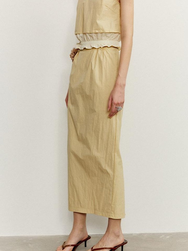 someone sometimes Ruffle Original Slim Fit Melon Halter Cotton Mix Top & Skirt Sets