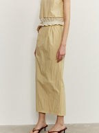 someone sometimes Ruffle Original Slim Fit Melon Halter Cotton Mix Top & Skirt Sets