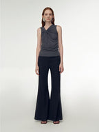 someone sometimes Recycled Stretch Office Low Waist Subtle Flare Women Black Flared Pants