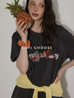 Lofi choose Breathable Loose Fit Commuter Crew Neck Text Print Short Sleeve T-Shirts