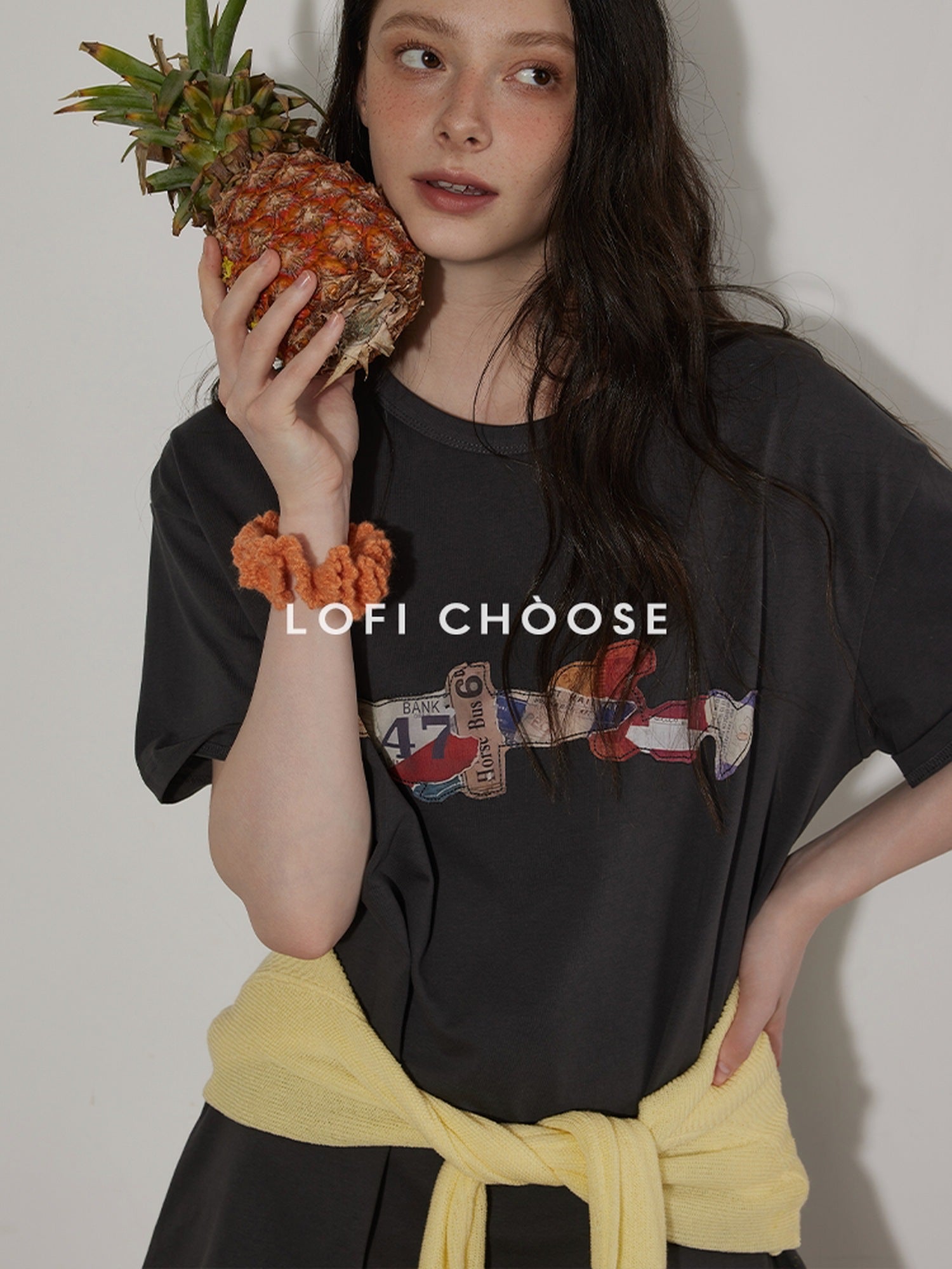 Lofi choose Breathable Loose Fit Commuter Crew Neck Text Print Short Sleeve T-Shirts