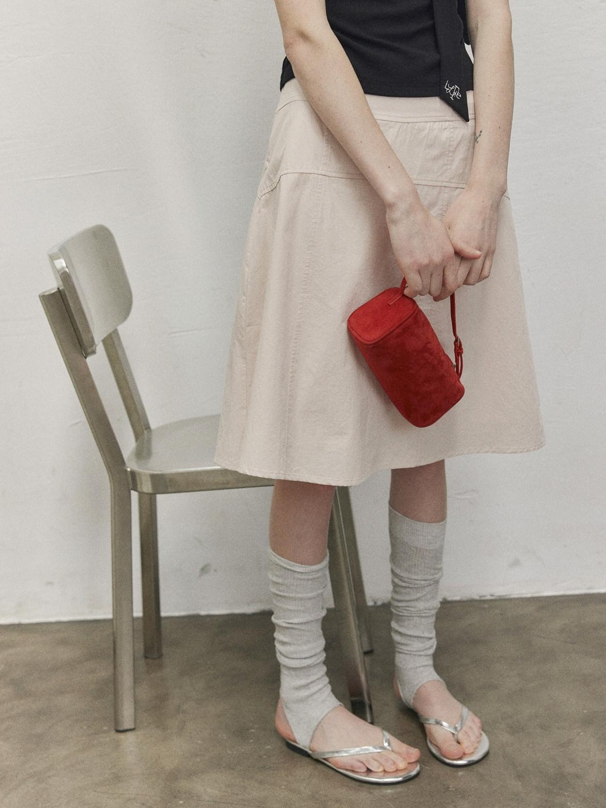 Lofi choose High Waist Flattering Wide A Line Loose Workwear Pink Full Circle Midi Skirts