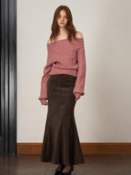 someonesometimes Stretch Mid Rise Slim Mermaid Hem Workwear Solid Polyester Women Midi Skirts