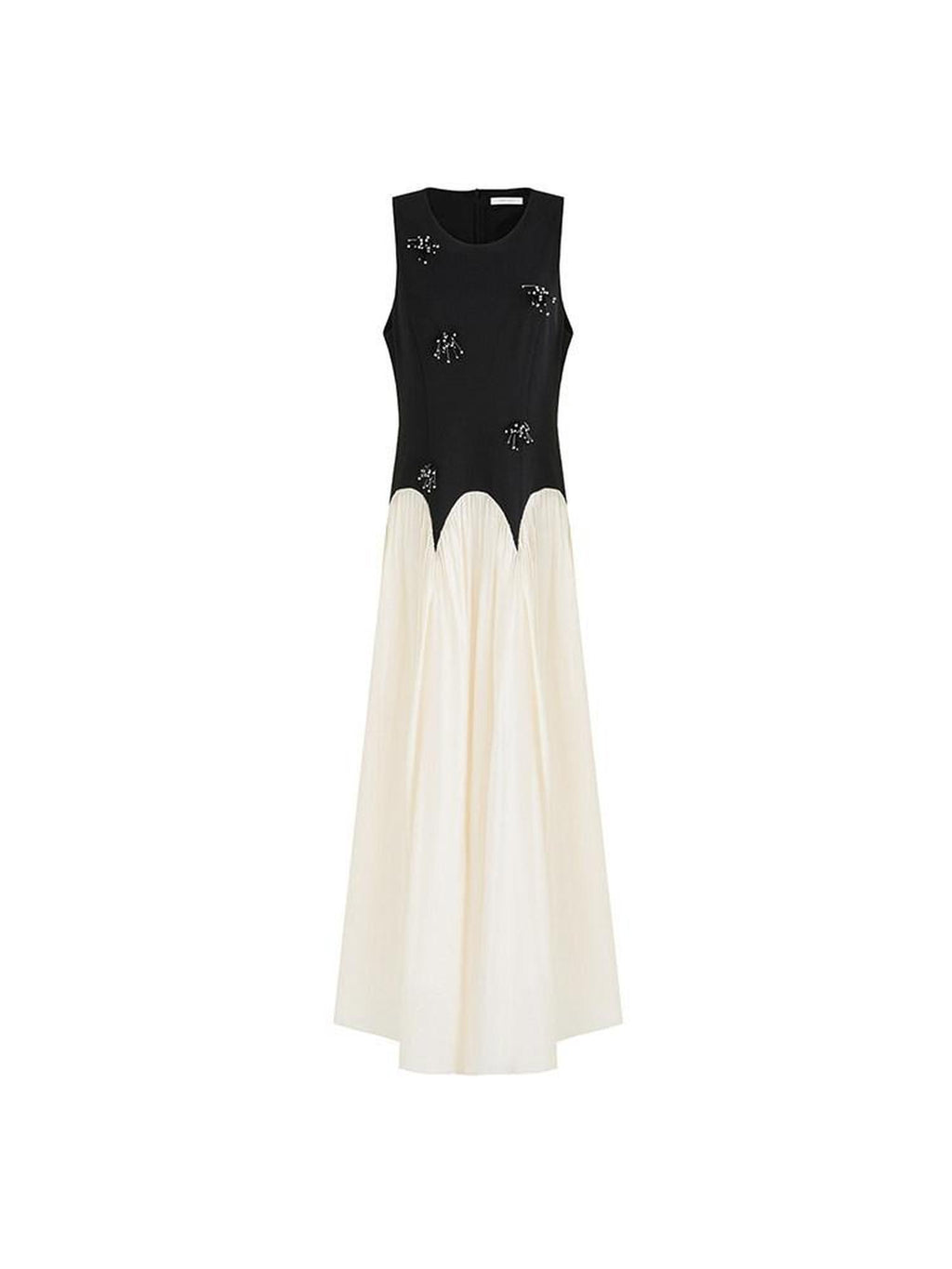 unspoken Elegant Beaded High Waist A Line Sleeveless Office Polyester Maxi Dresses