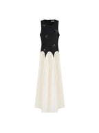 unspoken Elegant Beaded High Waist A Line Sleeveless Office Polyester Maxi Dresses