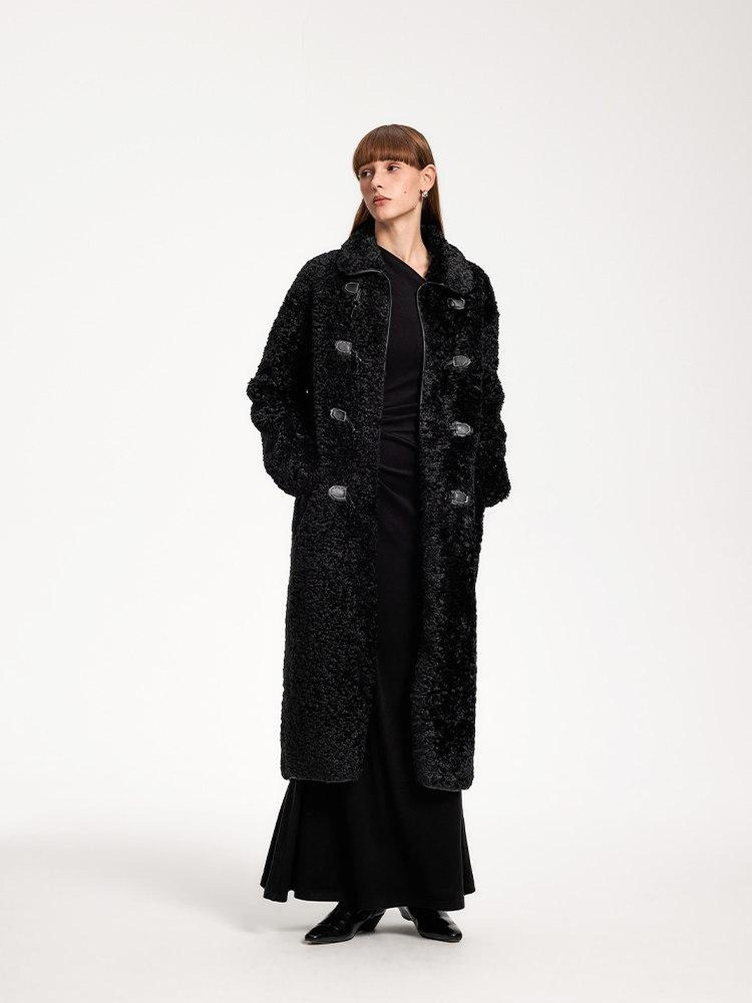 someone sometimes Elegant Long Sleeve Acrylic Blend Asymmetric Hem Women Black Maxi Dresses