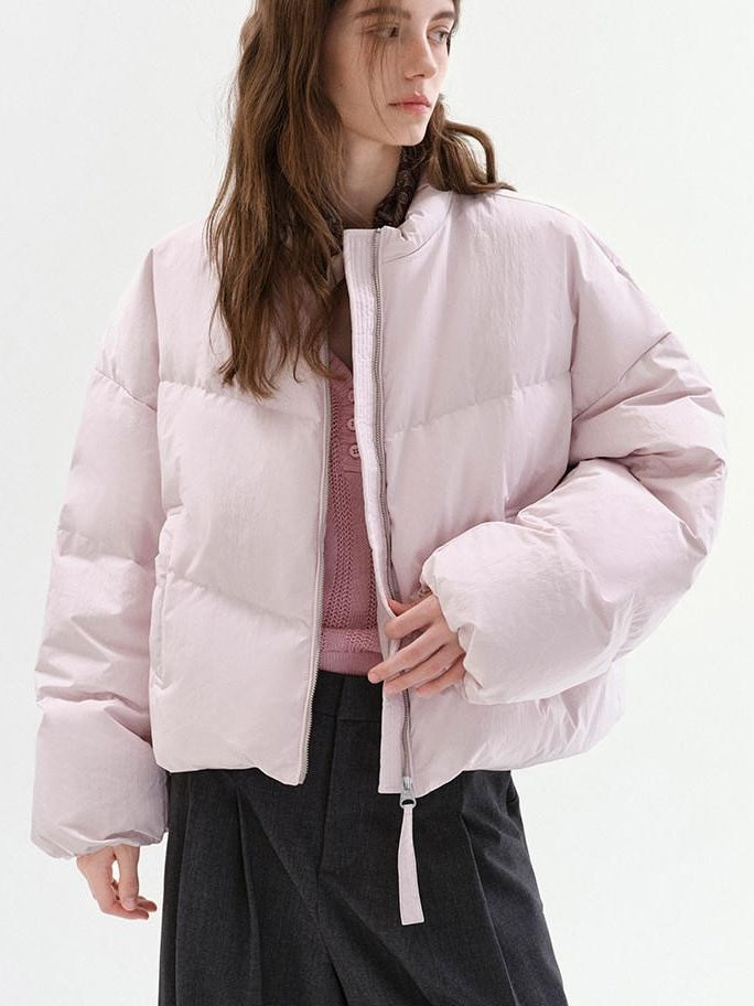 fano 90 Fill White Duck Down Warm Baseball Collar Casual Women Pink Down Jackets