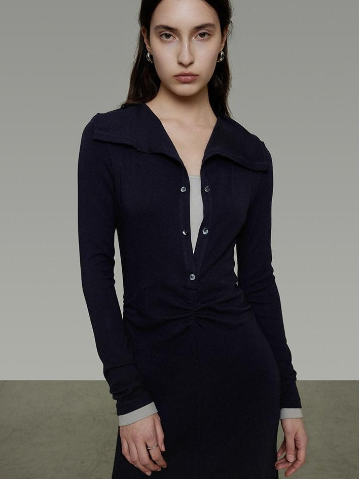 unspoken Breathable Modal Faux Twopiece Slim A Line V-neck Commuter Maxi Dresses