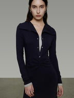 unspoken Breathable Modal Faux Twopiece Slim A Line V-neck Commuter Maxi Dresses