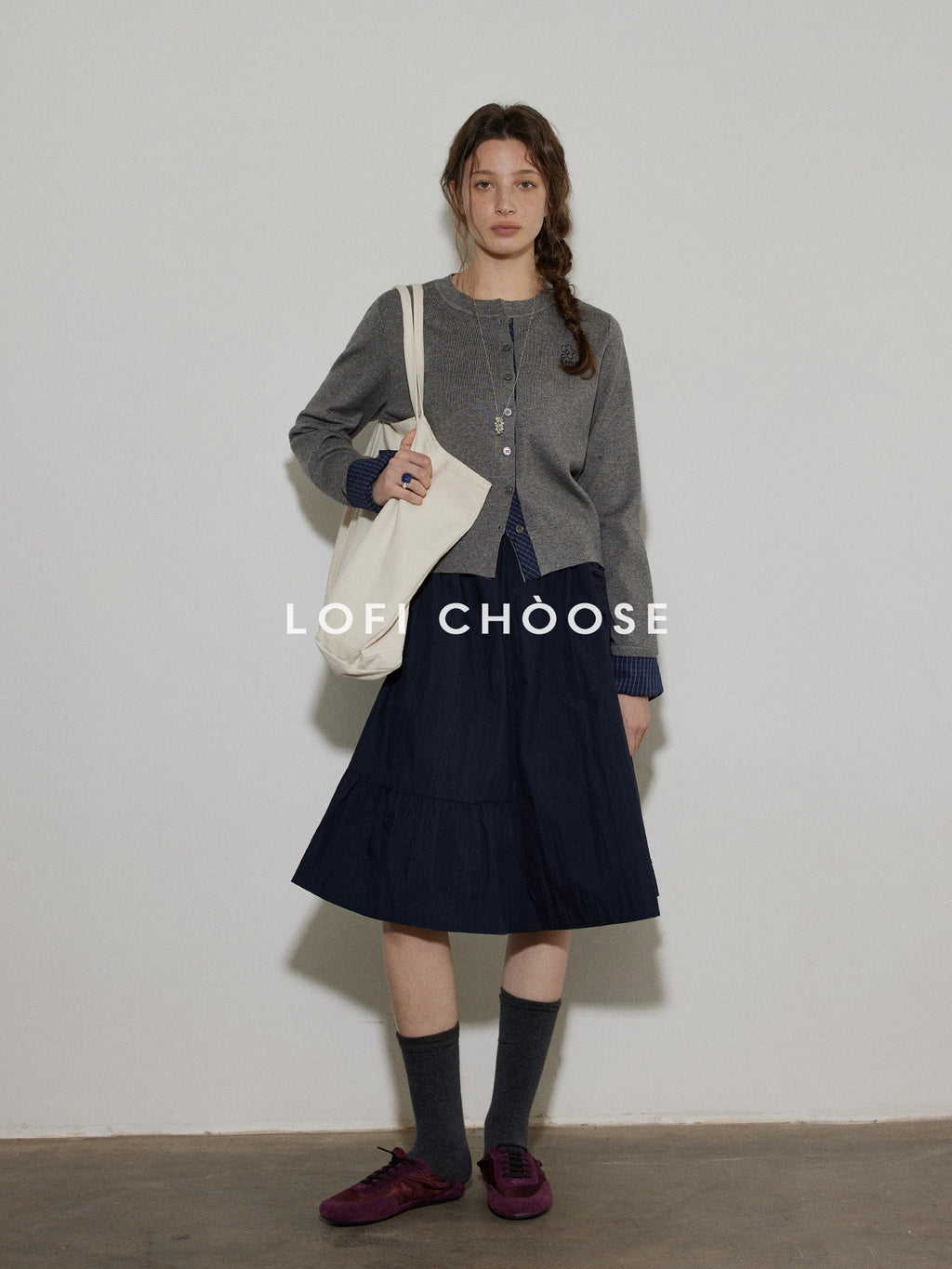 Lofi choose Soft Acrylic Loose Commuter Round Neck Button Long Sleeve Women Knit Cardigans