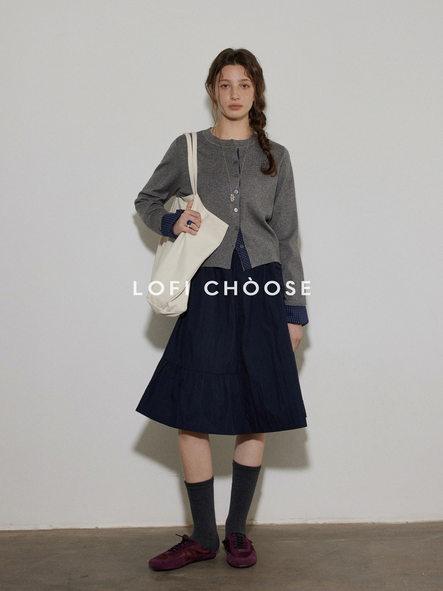 Lofi choose Soft Acrylic Loose Commuter Round Neck Button Long Sleeve Women Knit Cardigans