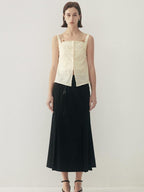 someonesometimes Button Detail Workwear Straight Fit Stretch Almond Beige Camisoles