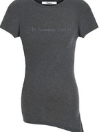 fano Lyocell Wool Blend Korean Slim Round Neck Long Sleeve Deep Gray Basic Crop Tops