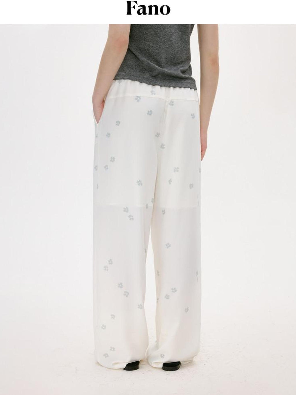 fano Elastic Waist Pocketed Wide Leg Korean Commuter Loose Stretch White Sweatpants