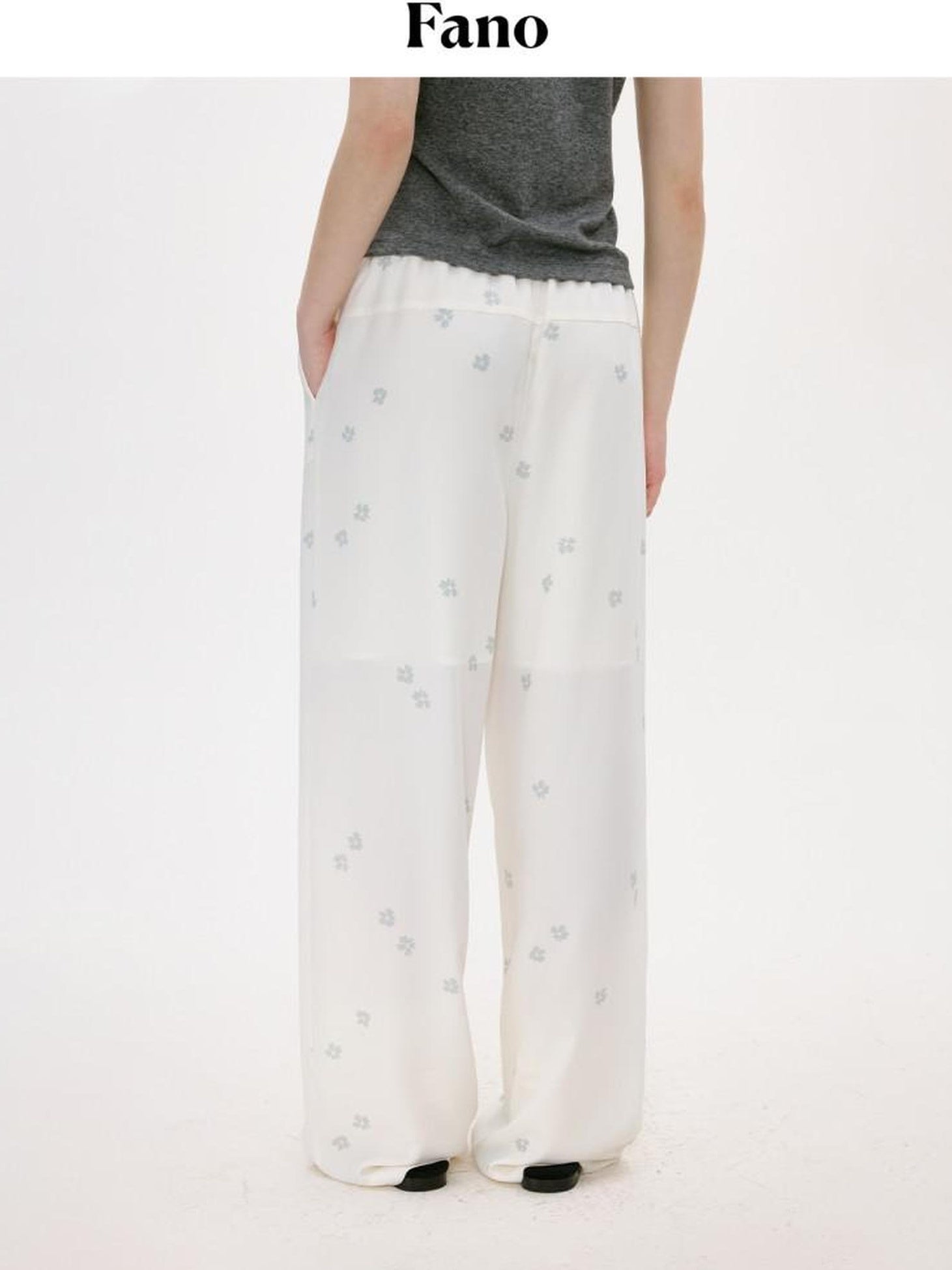 fano Elastic Waist Pocketed Wide Leg Korean Commuter Loose Stretch White Sweatpants