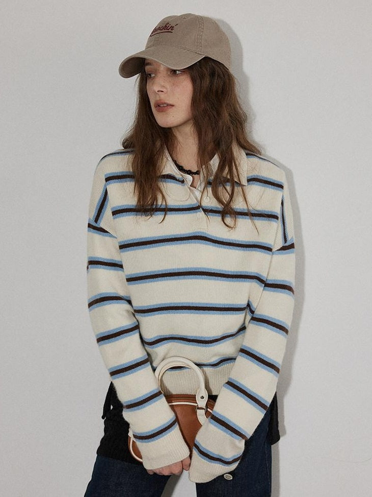 Lofi choose Cozy Knit Pullover Loose Fit Collared Office Women Knitwear Tops Sweaters