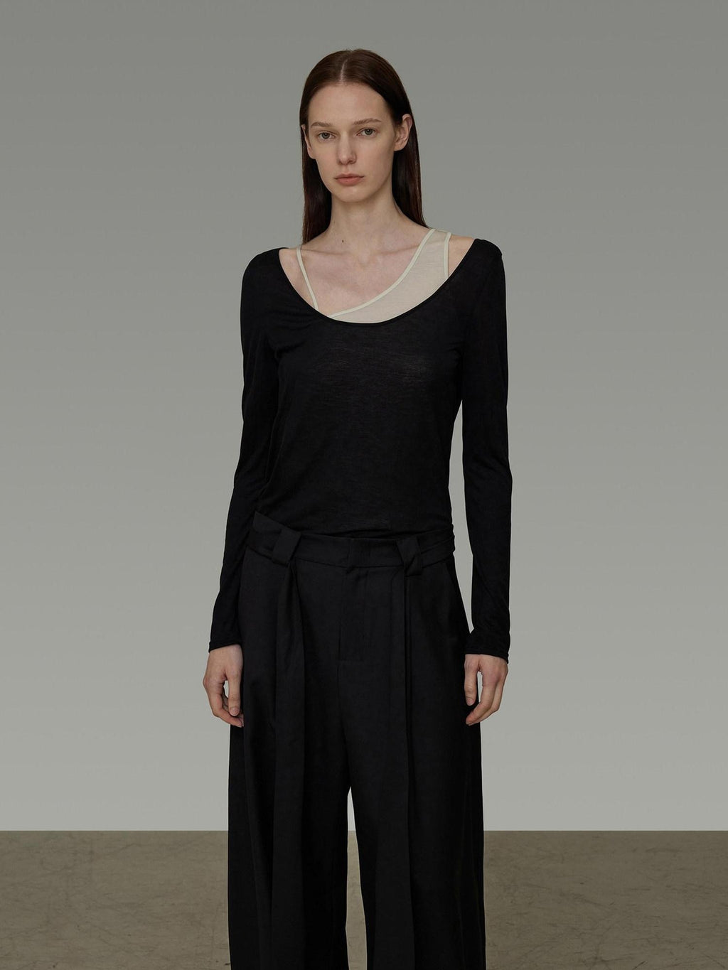 unspoken Asymmetric Lyocell Knit Slim Casual Colorblock Longsleeve Women Top & Pants Sets
