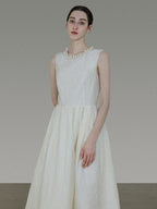 unspoken Polyester Blend A Line Fitted Waist Round Neck Sleeveless Casual Maxi Dresses