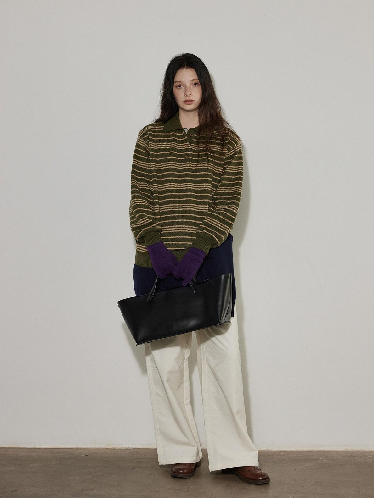 Lofi choose High Waist Casual Zipper Fly Cotton Blend Women Beige Brown Wide Leg Pants