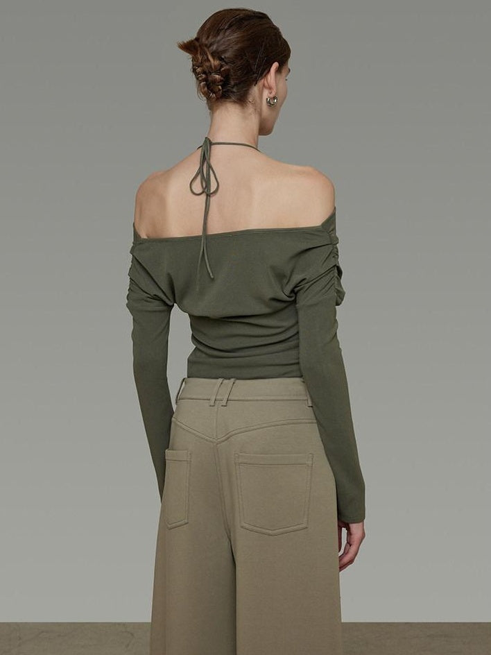 unspoken Breathable Soft Viscose Blend Slim Knit Long Sleeve Boat Neck Workwear Blouses