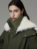 unspoken 90% White Duck Down Warm Midlength Stand Collar Women Army Green Down Jackets