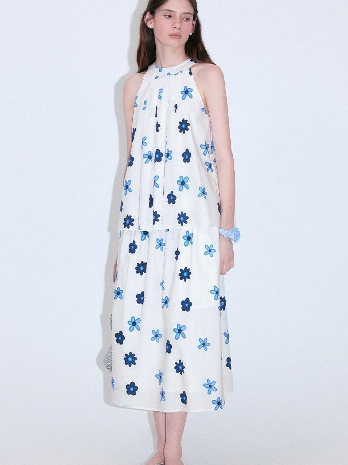 fano Floral Print Cotton Halter Loose Fit Office Casual Pullover Camisoles