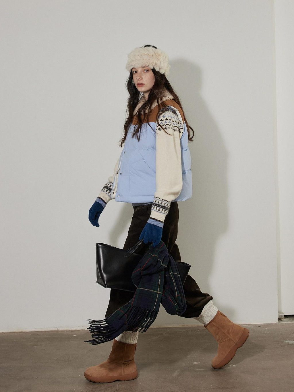 Lofi choose 90% White Duck Down Thick Patchwork Colorblock Commuter Women Puffer Vests