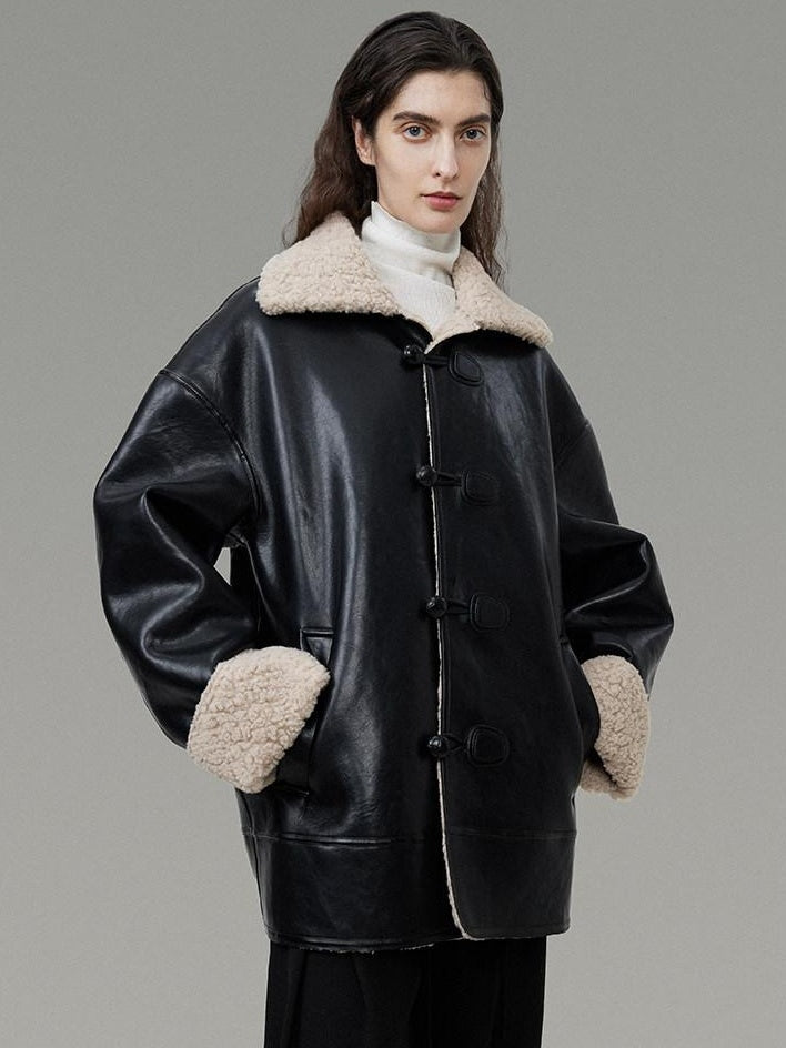 unspoken Minimalist Commuter Loose Fit Longsleeve Zip Women Black Leather Jackets