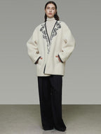 unspoken 3D Tailored Clean Minimalist Loose Fit Women Office White Polyester Short Coat