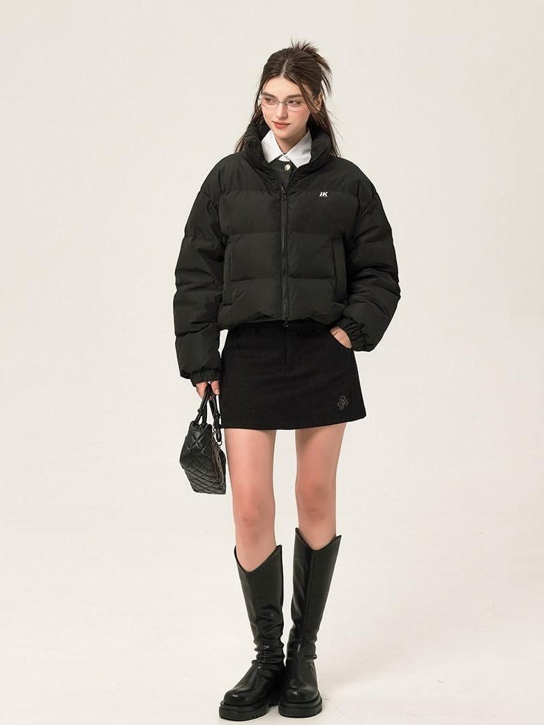 ikyou 90 Percent White Duck Down Memory Fabric Minimalist Straight Short Down Jackets