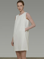 unspoken Minimal Sleeveless Natural Waist Structured Vest For Office Acetate Midi Dresses