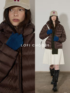 Lofi choose 90 Percent White Duck Down Thick Warm Loose Commuter Hooded Zipper Down Jackets