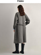 fano 100 Percent Sheep Wool Longline Minimal Commuter Straight Cut Women Wool Coats