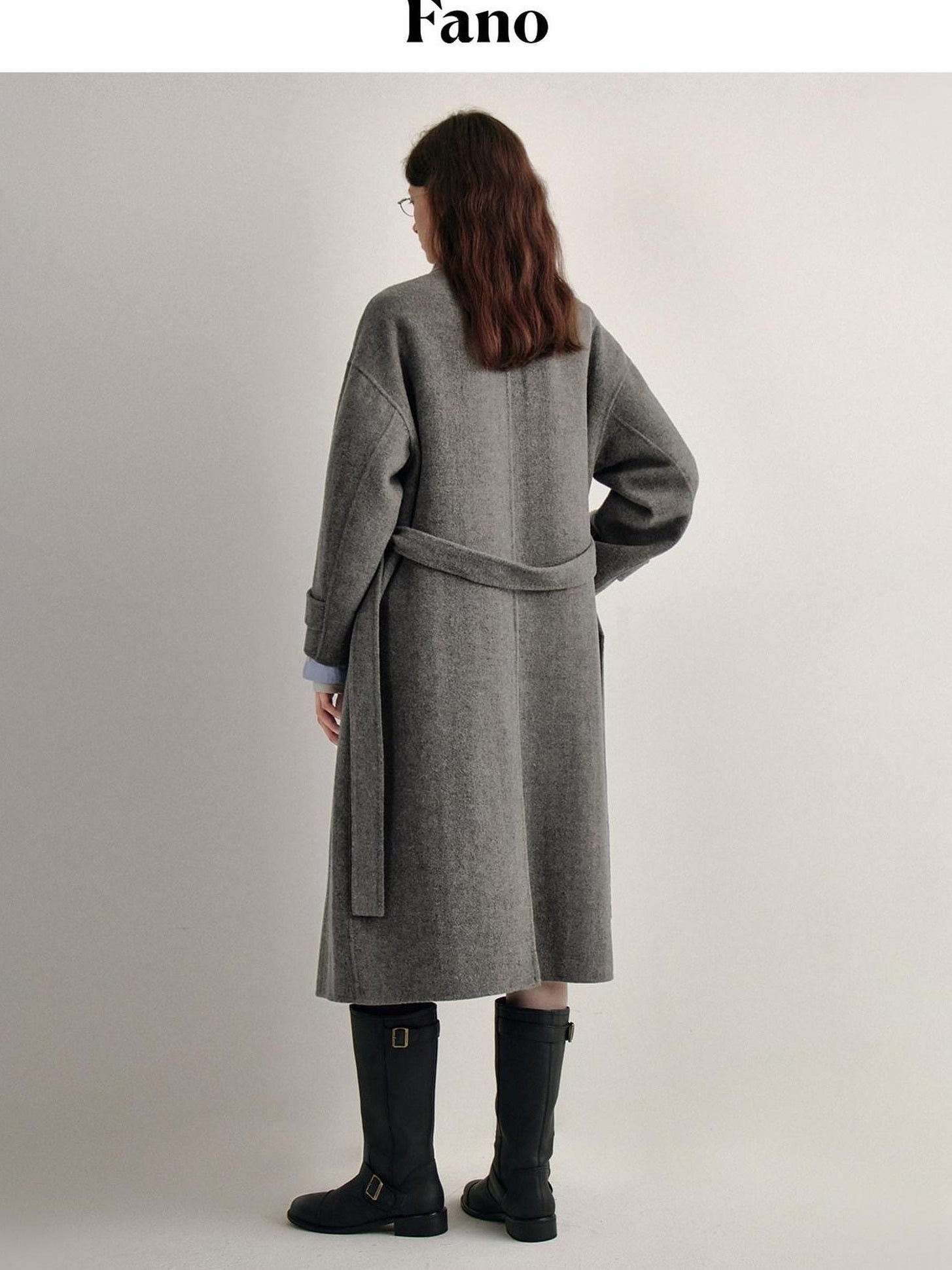 fano 100 Percent Sheep Wool Longline Minimal Commuter Straight Cut Women Wool Coats