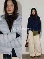 Lofi choose Soft Wool Blend Rolled Edge Loose Office Knit Button Long Sleeve Cardigans