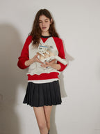 Lofi choose Cozy Colorblock Relaxed Fit Long Sleeve Crewneck Women Office Casual Sweatshirt