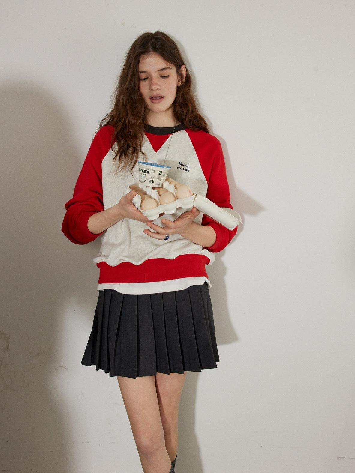 Lofi choose Cozy Colorblock Relaxed Fit Long Sleeve Crewneck Women Office Casual Sweatshirt