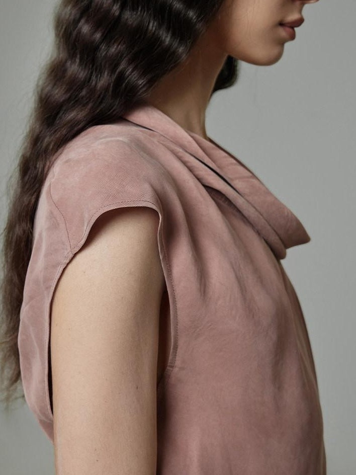 unspoken Eco Recycled Viscose Loose Fit Pullover Office Women Smoky Pink Casual Blouses