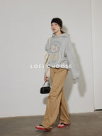 Lofi choose Soft Cotton Blend Oversized Commuter Style Casual Pullover Grey Hoodie
