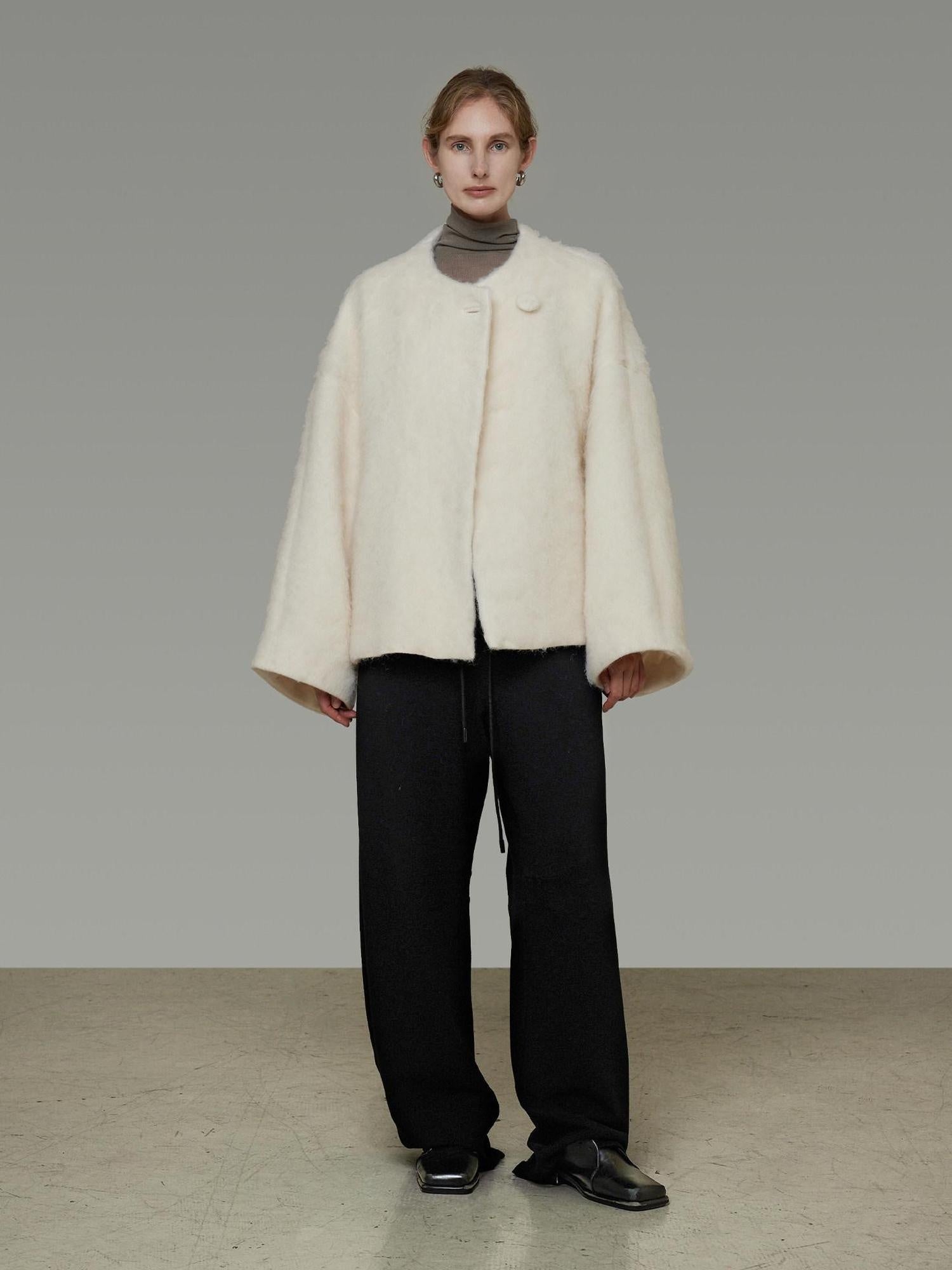 unspoken Premium Sheepswool Thick Tailored Relaxed Office One Button Wool Coats