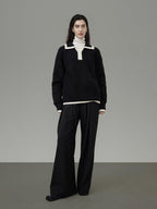 unspoken Thermal Acrylic Blend Loose Fit Pullover Commuter Black Knit Sweaters