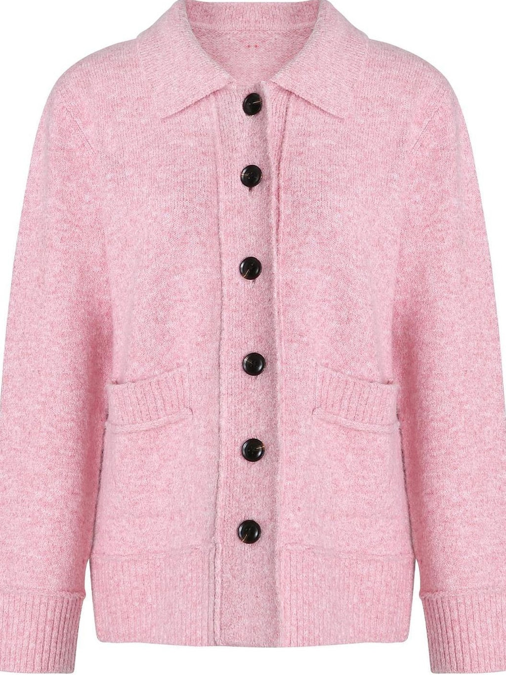fano Thermal Warm Soft Knit Single Button Relaxed Fit Office Pink Cardigans