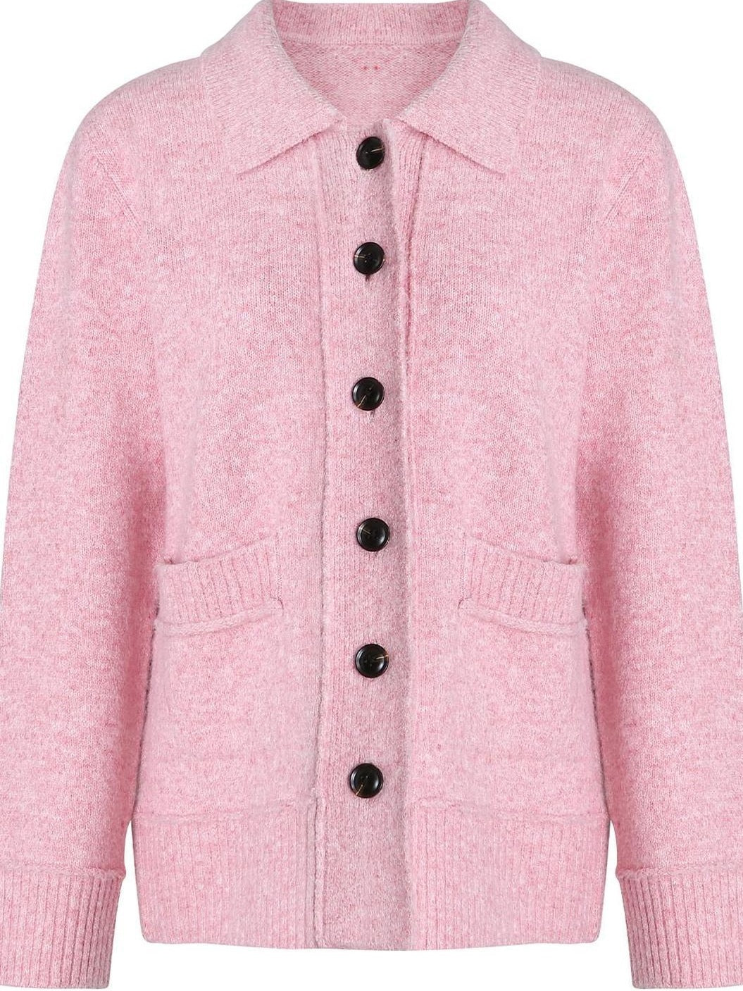 fano Thermal Warm Soft Knit Single Button Relaxed Fit Office Pink Cardigans