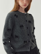 fano Minimal Commuter Cropped Crewneck Long Sleeve Women Polyester Cardigans